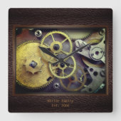 Personalisierte Gänge mit Ledersäulenuhr Quadratische Wanduhr (Vorderseite)