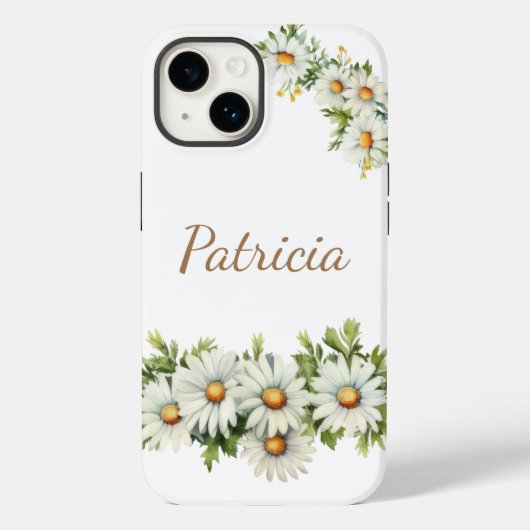 Personalisierte Gänseblümchen-Blumen-Name-Handyhül Case-Mate iPhone Hülle (Rückseite)