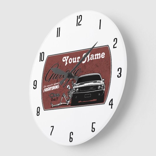 personalisierte Garage mit Challenger Große Wanduhr (Winkel)