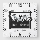 Personalisierte Garage Quadratische Wanduhr (Vorderseite)
