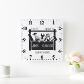 Personalisierte Garage Quadratische Wanduhr (Zuhause)