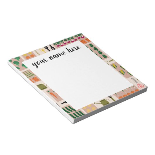 Personalisierte Gartenarbeit Notizblock (angewinkelt)