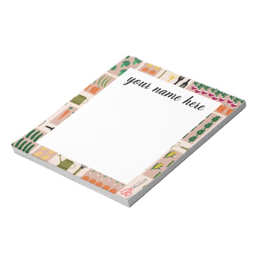 Personalisierte Gartenarbeit Notizblock (Rotiert)