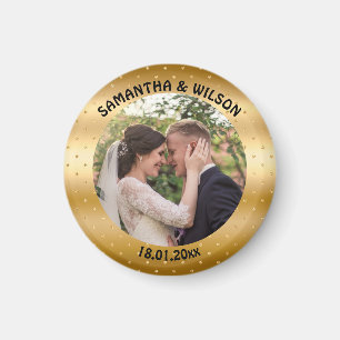 Personalisierte Gastgeschenk Hochzeit Gold Foto Magnet