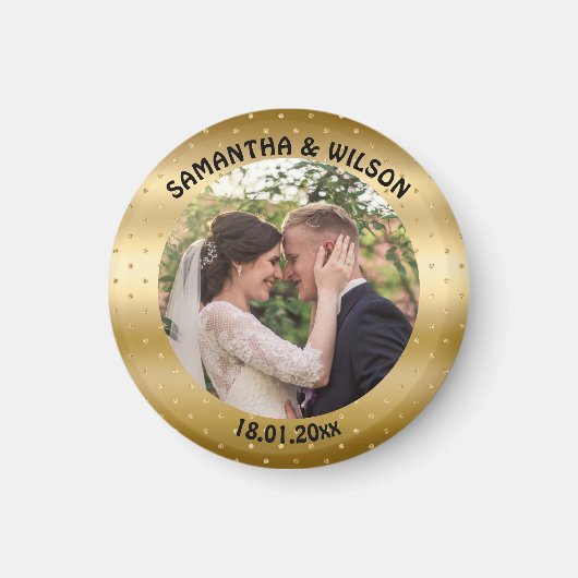 Personalisierte Gastgeschenk Hochzeit | Gold |Foto Magnet (Vorne)