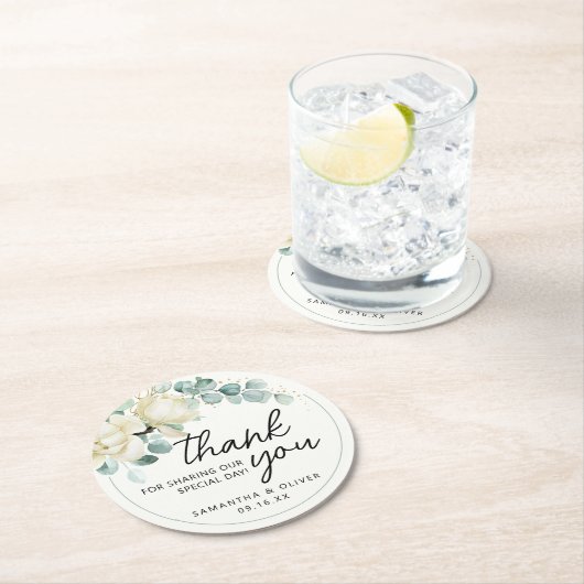 Personalisierte Gastgeschenk Hochzeit Runder Pappuntersetzer (Vor Ort)