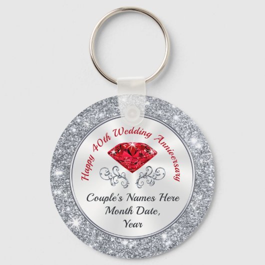 Personalisierte Gastgeschenke zum 40. Jubiläum Schlüsselanhänger (Vorderseite)