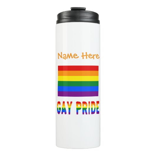 Personalisierte Gay-Pride-Flagge Thermosbecher (Vorderseite)
