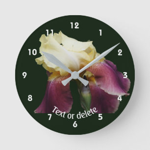 Personalisierte gebogene Bartirisblüte   Runde Wanduhr