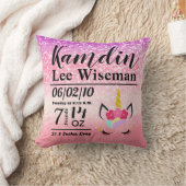 Personalisierte Geburt Unicorn Ombre Glitzer Kisse Kissen (Decke)