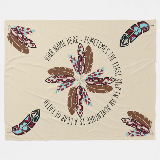 Personalisierte gebürtiger Amerikaner-Feder-Decke Fleecedecke (Vorderseite (Horizontal))