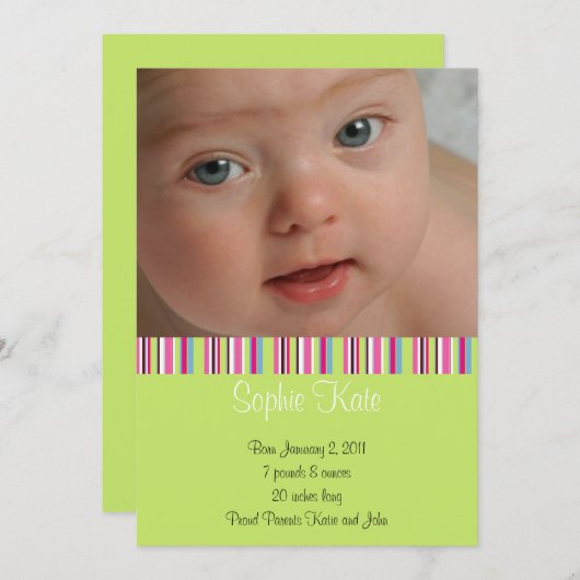 Personalisierte Geburtsankündigung Ankündigung (Vorne/Hinten)