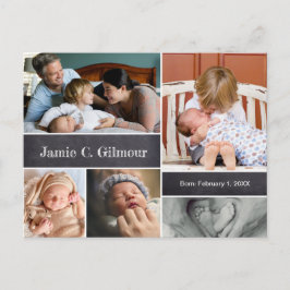 Personalisierte Geburtsankündigung Zweite Fotos Ankündigungspostkarte