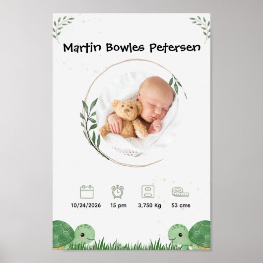 Personalisierte Geburtsanzeige für Babys Poster (Vorne)
