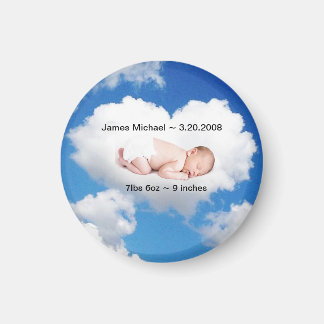 Personalisierte Geburtsanzeige Herz Wolken Magnet