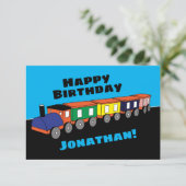 Personalisierte Geburtsbahnkarte Dankeskarte (Stehend Vorderseite)