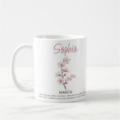 Personalisierte Geburtsblume März  Kaffeetasse (Links)