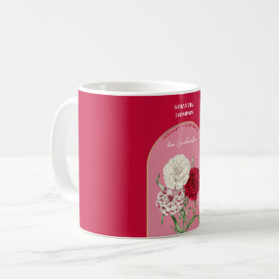 Personalisierte Geburtsblume Monat Januar Nelke Kaffeetasse