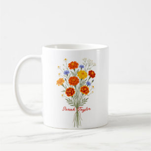 Personalisierte Geburtsblume Ringelblume Maßanfert Kaffeetasse