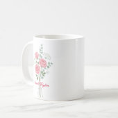 Personalisierte Geburtsblume Rosa Rose Benutzerdef Kaffeetasse (Vorderseite Links)