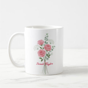 Personalisierte Geburtsblume Rosa Rose Benutzerdef Kaffeetasse