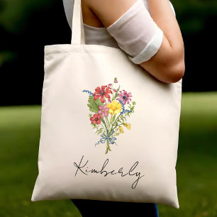 Personalisierte Geburtsblume Süße Blumige Umweltfr Tragetasche