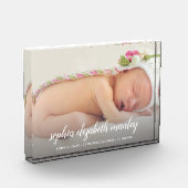 Personalisierte Geburtserklärung von Baby Fotoblock (Links)