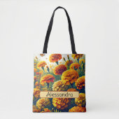 Personalisierte Geburtshaus Blume Marigold Oktober Tasche (Vorderseite)