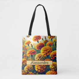 Personalisierte Geburtshaus Blume Marigold Oktober Tasche