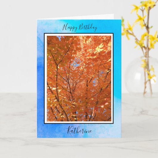 Personalisierte Geburtskarte | Herbstuntergänge Karte (Gelbe Blume)