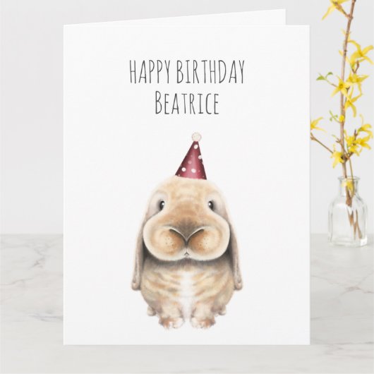 Personalisierte Geburtskarte - Sweet Bunny Karte (Gelbe Blume)