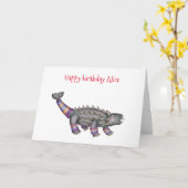 Personalisierte Geburtskarte von Ankylosaurus Karte (Gelbe Blume)