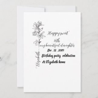 Personalisierte Geburtsmonats-Blume süße 16 Geburt Einladung