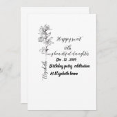 Personalisierte Geburtsmonats-Blume süße 16 Geburt Einladung (Vorne/Hinten)