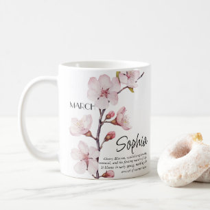 Personalisierte Geburtsmonats-März-Blume Kaffeetasse