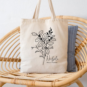 Personalisierte Geburtsmonatsblume Dezember Boho  Tragetasche