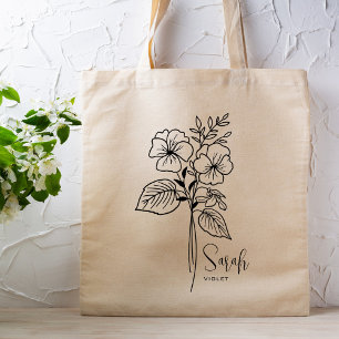 Personalisierte Geburtsmonatsblume Februar Boho Tragetasche