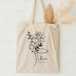Personalisierte Geburtsmonatsblume Juli Boho Tragetasche
