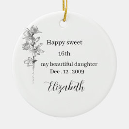 Personalisierte Geburtsmonatsblume süße 16. Geburt Keramik Ornament