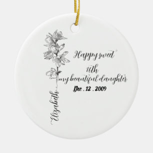 Personalisierte Geburtsmonatsblume süße 16. Geburt Keramik Ornament