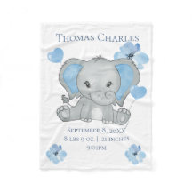 Personalisierte Geburtsstatistiken Elefant Blau Gr