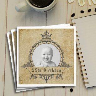 Personalisierte Geburtstags-Fotovorlage Vintage Re Serviette