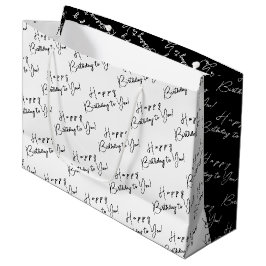 Personalisierte Geburtstags-Schwarz-Weiß-Typografi Große Geschenktüte