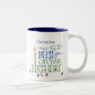 Personalisierte Geburtstags-Segen-Tasse Zweifarbige Tasse