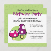 Personalisierte Geburtstagseinladung - Pilze Einladung (Vorne/Hinten)