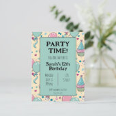 Personalisierte Geburtstagseinladung Postkarte (Stehend Vorderseite)