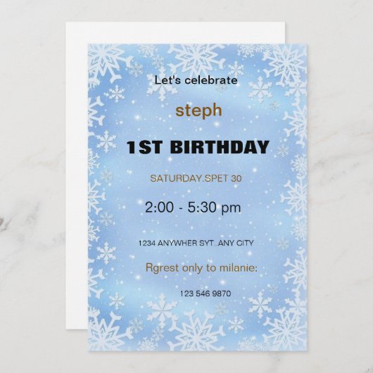 personalisierte Geburtstagsfeier Einladung (Vorne/Hinten)