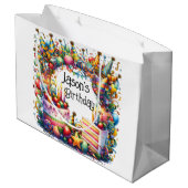 Personalisierte Geburtstagsfeier Große Geschenktüte (Rückseite Schrägansicht)