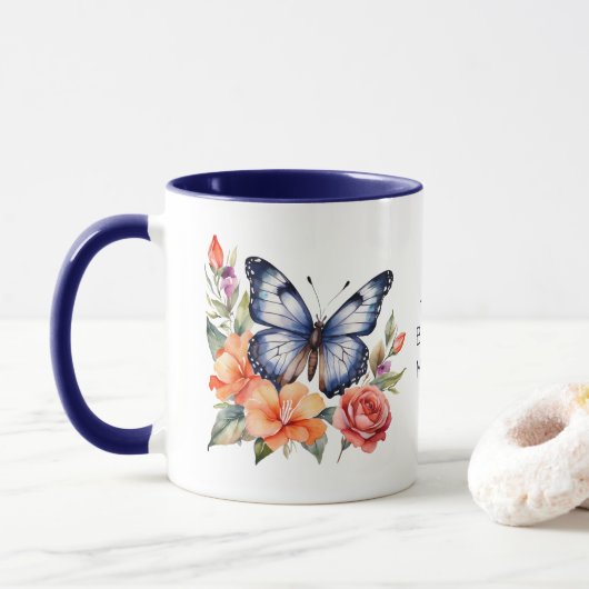 Personalisierte Geburtstagsgeschenk Butterfly Blum Tasse (Mit Donut)