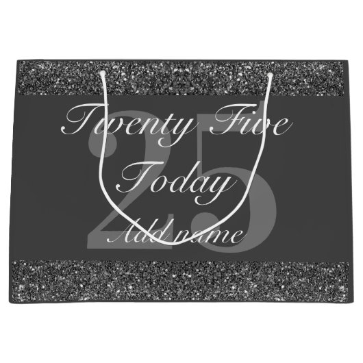 Personalisierte Geburtstagsgeschenktasche 25. Große Geschenktüte (Vorderseite)